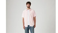 Short Sleeve Sunset Cotton Linen One Pocket Shirt
