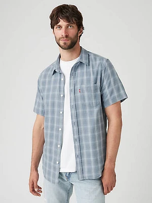 Short Sleeve Sunset Cotton Linen One Pocket Shirt