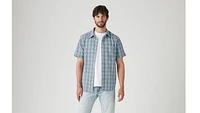 Short Sleeve Sunset Cotton Linen One Pocket Shirt