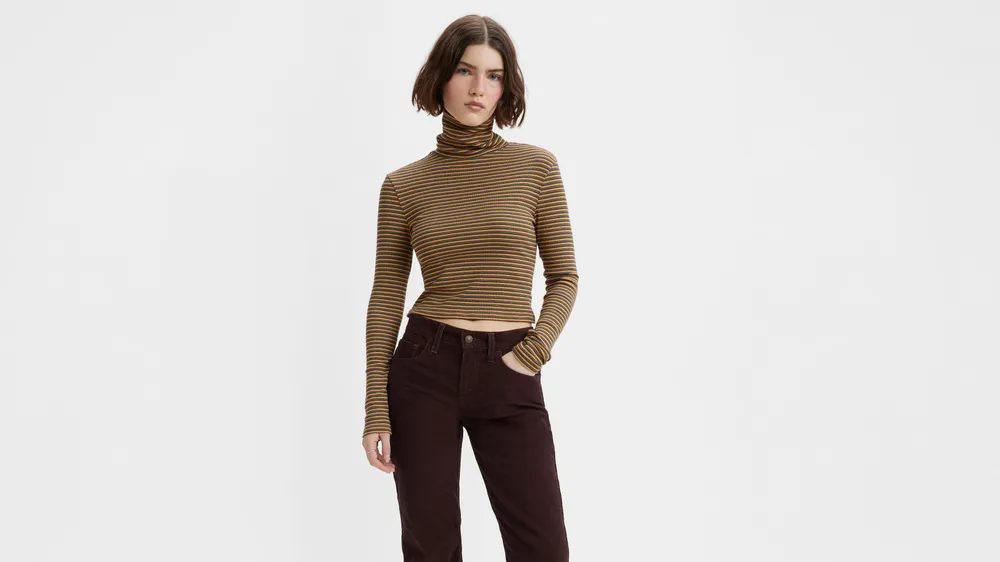 Moon Ribbed Turtleneck Top