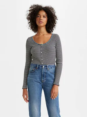 Britt Long Sleeve Snap Front Top