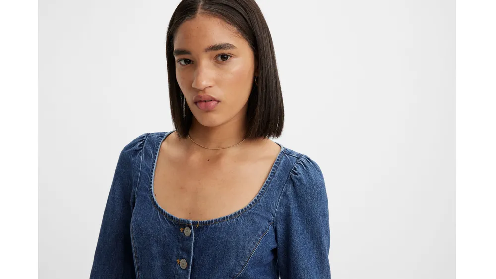 Weston Denim Long Sleeve Corset Blouse