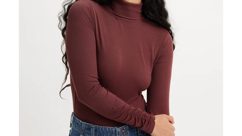 Ruched Turtleneck Top