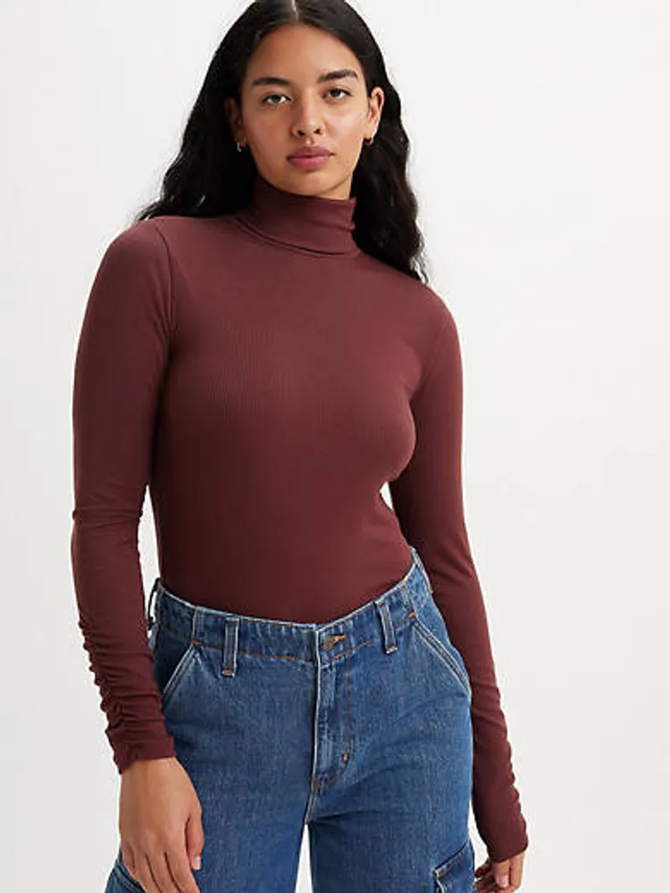 Ruched Turtleneck Top