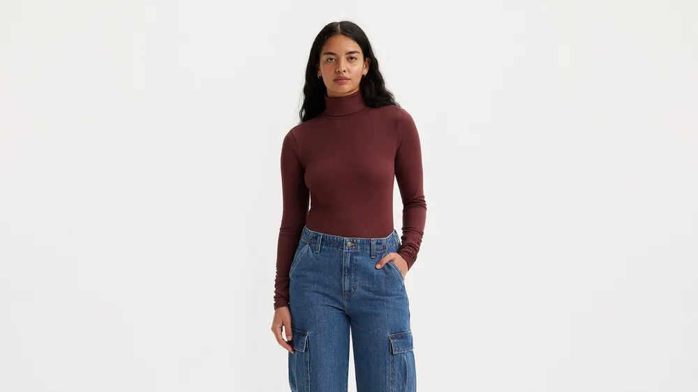 Ruched Turtleneck Top