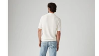 Cotton Linen Sweater Knit Polo Shirt