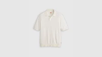 Cotton Linen Sweater Knit Polo Shirt