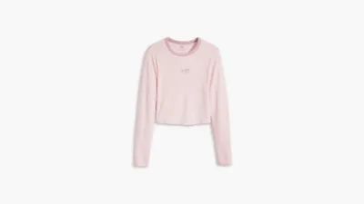 Graphic Long Sleeve Ringer T-shirt - Pink