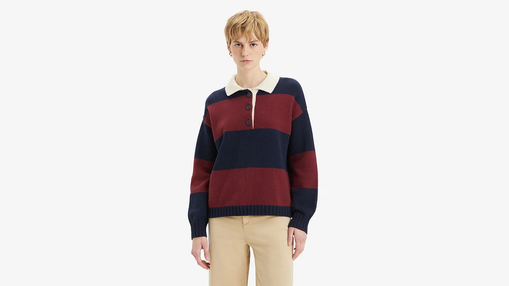 Ivy League Striped Polo Sweater