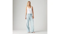 XL Baggy Straight Linen+ Denim Women's Jeans