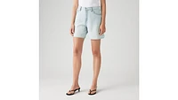 High Rise Baggy Linen+ Denim Lightweight Women's Shorts