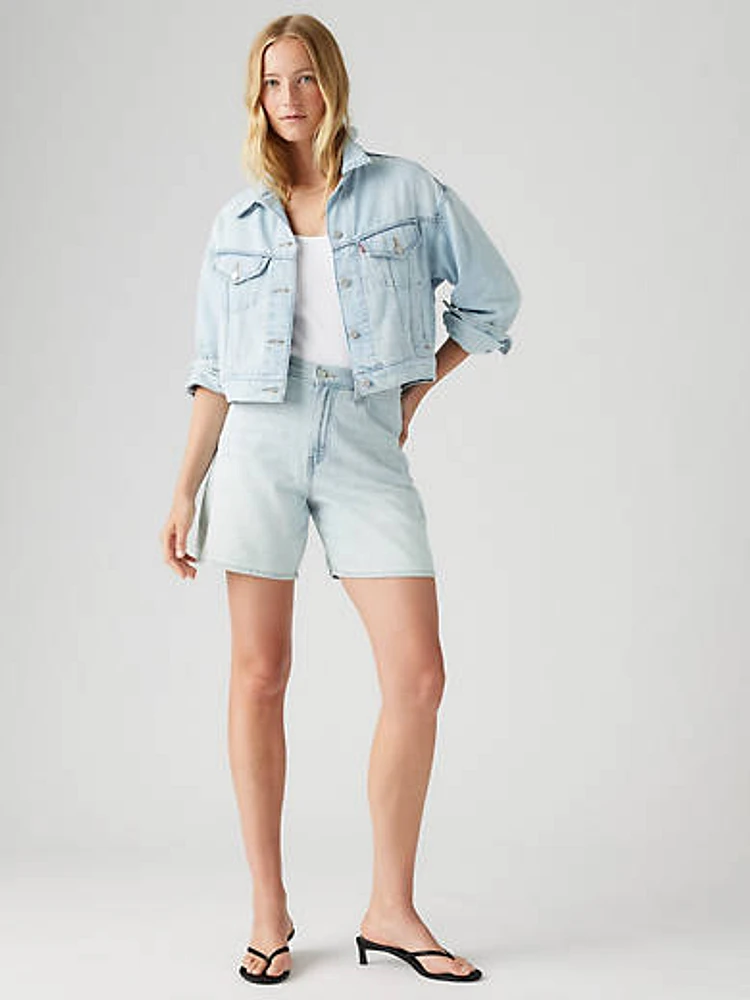 High Rise Baggy Linen+ Denim Lightweight Women's Shorts