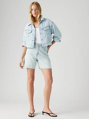 High Rise Baggy Linen+ Denim Lightweight Women's Shorts