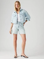 High Rise Baggy Linen+ Denim Lightweight Women's Shorts