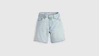 High Rise Baggy Linen+ Denim Lightweight Women's Shorts