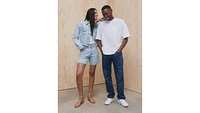 High Rise Baggy Linen+ Denim Lightweight Women's Shorts