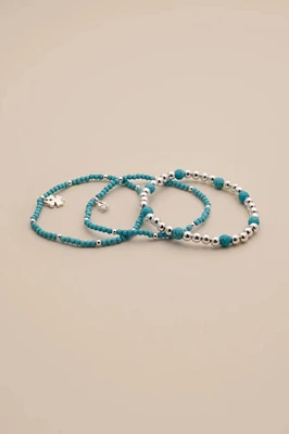 TURQ BEADED BRACELET SET