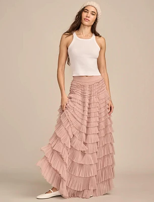 TULLE RUFFLE MAXI SKIRT