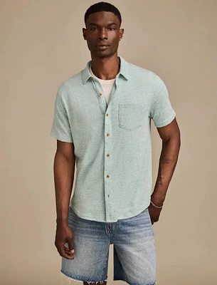 LINEN SHORT SLEEVE BUTTON UP SHIRT