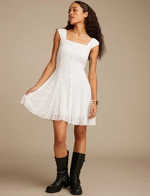 FLORAL MESH MINI DRESS