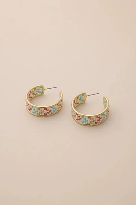 BEADED HOOP EARRING