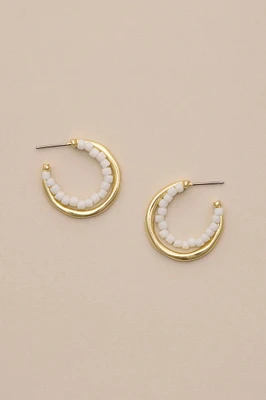 DOUBLE BEADED HOOP EARRINGS