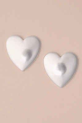 PUFFY HEART STUD EARRING