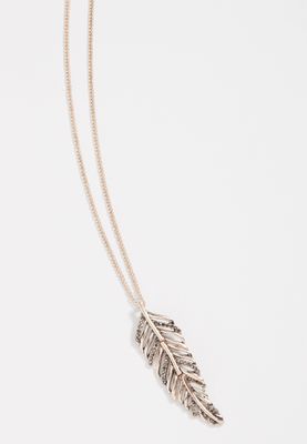 Gold Hinged Feather Pendant Necklace