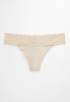 Comfy Stretch Beige Cotton Thong Panty