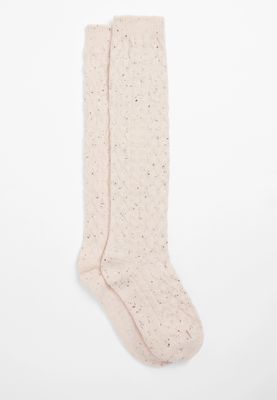 Pink Cable Knee High Socks