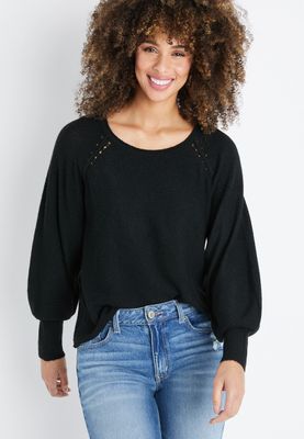 Solid Boat Neck Long Sleeve Sweater