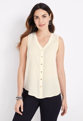 Madison Solid Button Down Tank Top