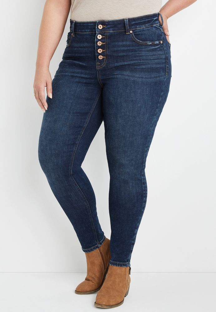 Plus Size edgely™ Super Skinny High Rise Curvy Double Button Jean