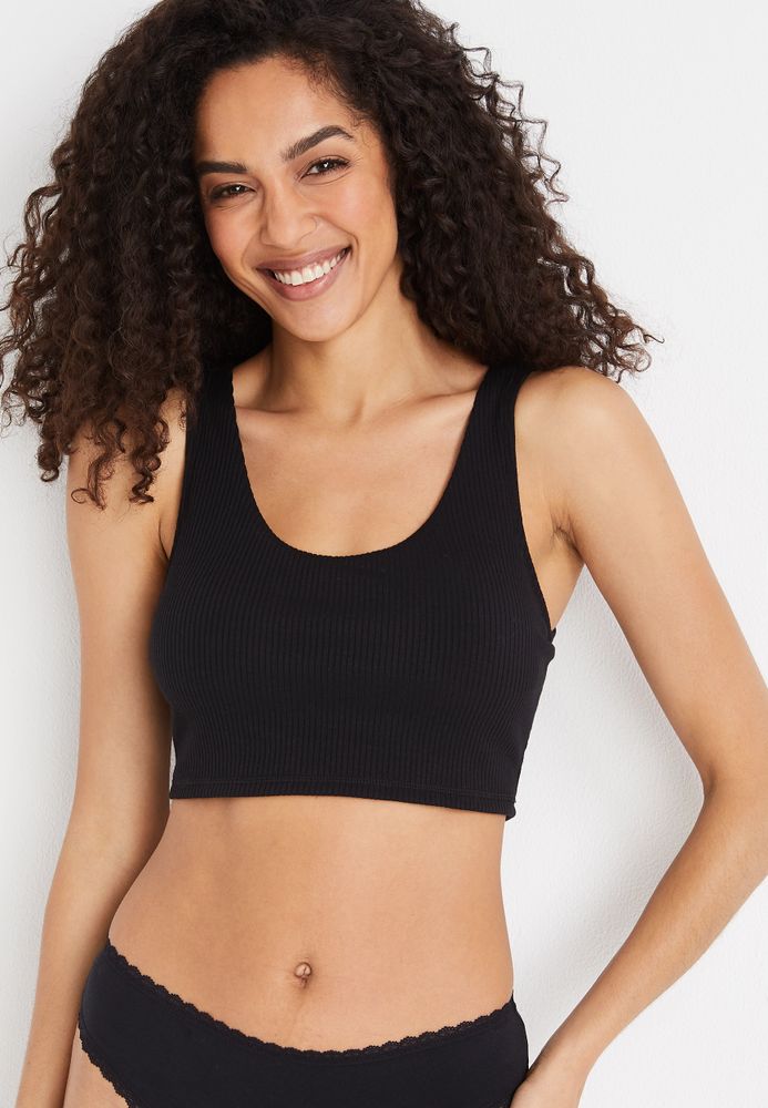 Simply Comfy Ribbed Longline Cotton Bralette