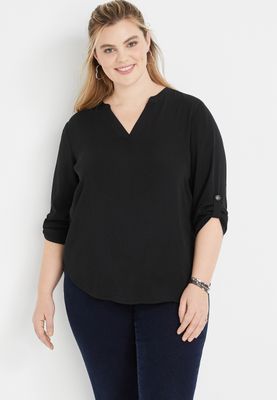 Plus Atwood 3/4 Sleeve Popover Blouse