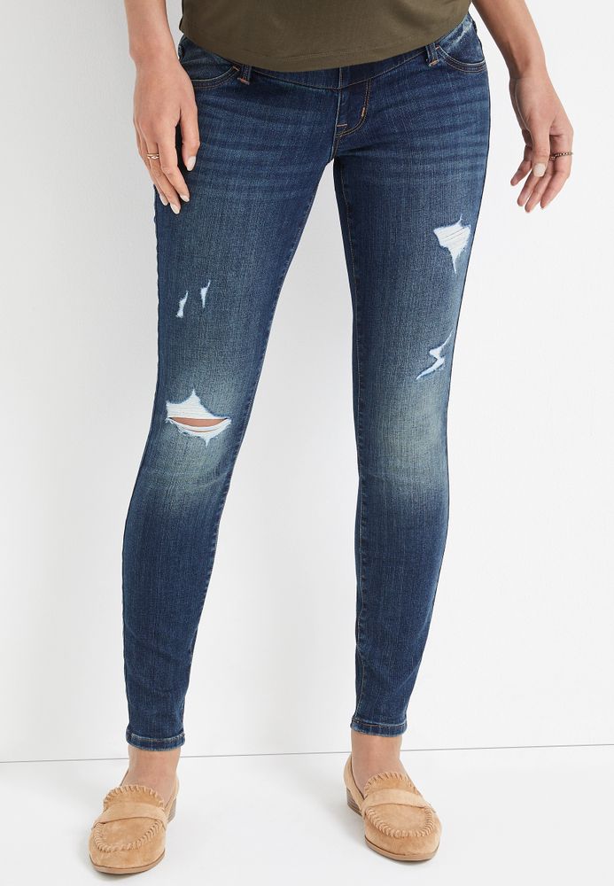 Old Navy Maternity Rollover-Panel Rockstar 360° Ripped Super Skinny Jeans
