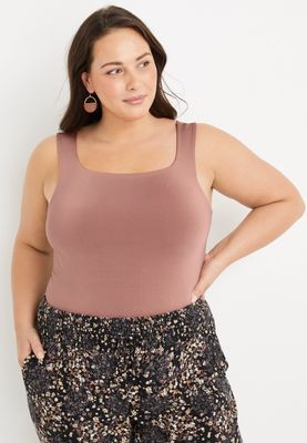 Plus Size edgely™ Square Neck Sleeveless Bodysuit