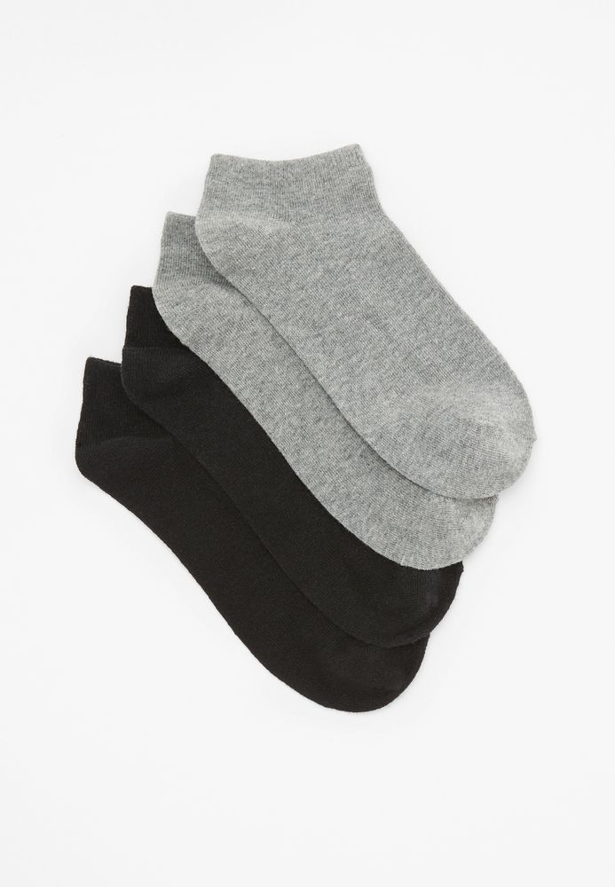 2 Pack Black and Gray Ankle Socks