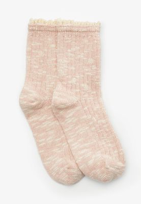 Pink Crochet Trim Short Crew Sock