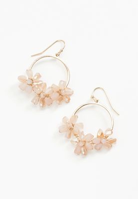 Pink Floral Hoop Statement Earrings