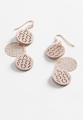 Pink Circle Faux Leather Drop Earrings