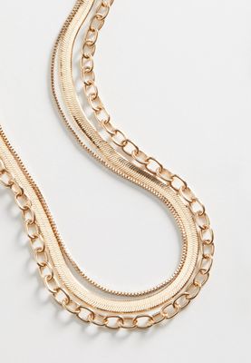 3 Piece Gold Chain Layered Necklace Set