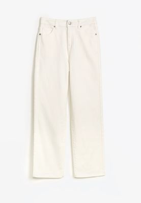 Girls White High Rise Straight Ankle Jeans