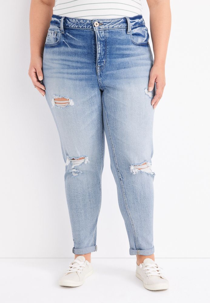 Plus edgely™ Ripped High Rise Mom Jean