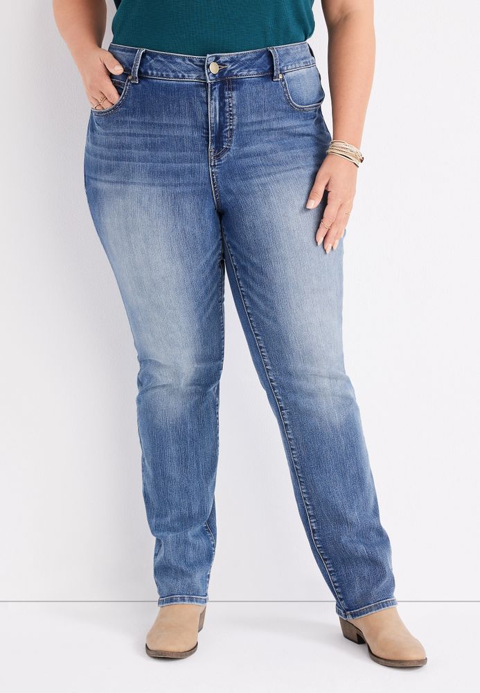 Maurices Capris Mid-Rise Jeans Stretch Denim Blue Women's Plus