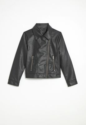 Girls Faux Leather Moto Jacket