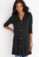 Solid Button Front Duster Cardigan