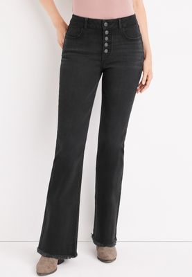 m jeans by maurices™ Flare High Rise Black Button Fly Jean