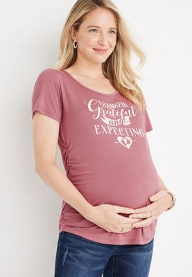 Thankful Grateful and Expecting Maternity Graphic Tee