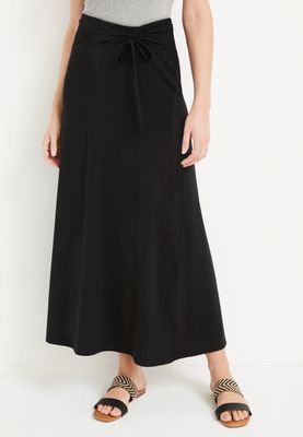 Ruched High Rise Maxi Skirt
